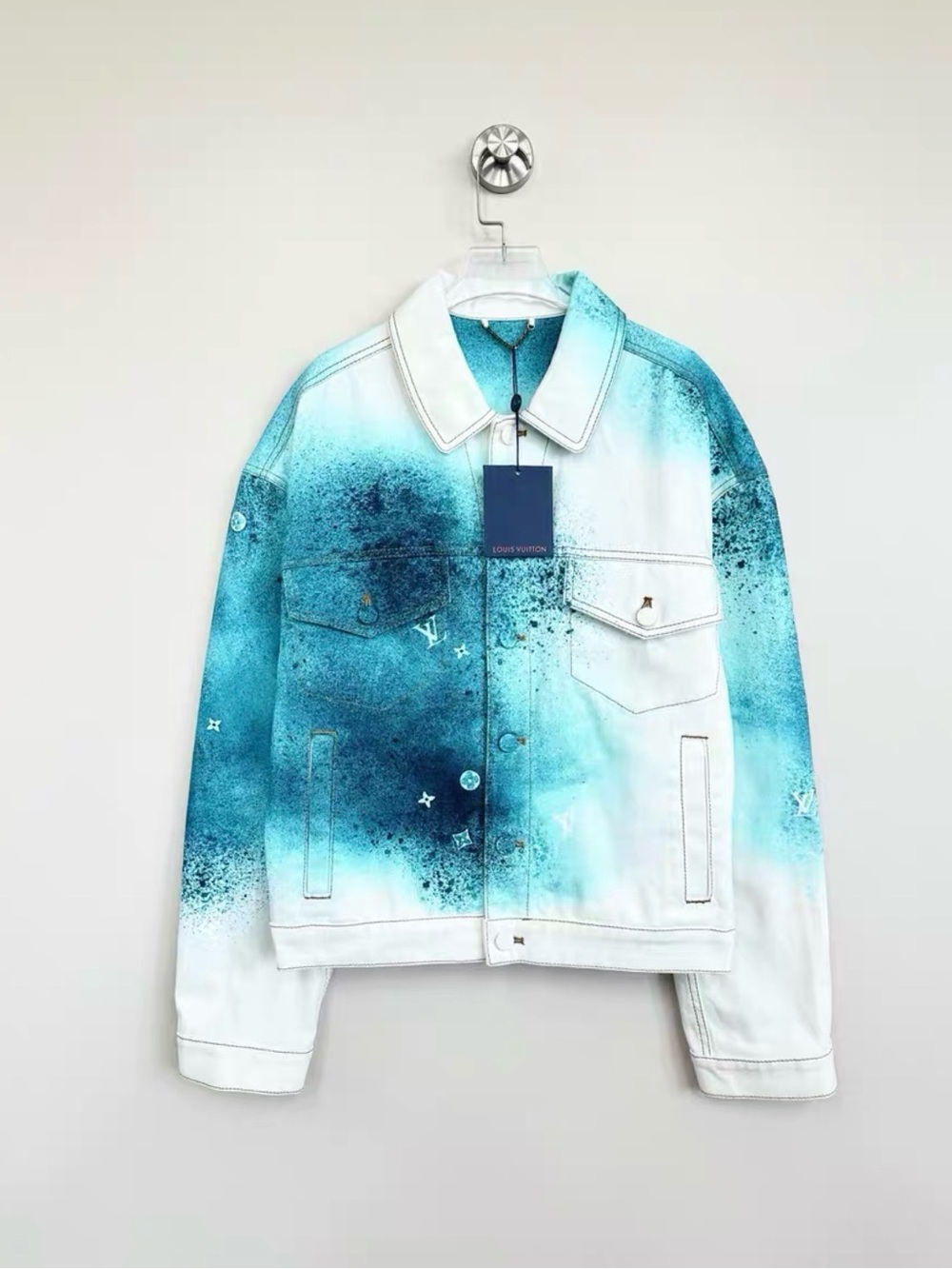 Louis Vuitton Men's Turquoise and White Gradient Denim Jacket